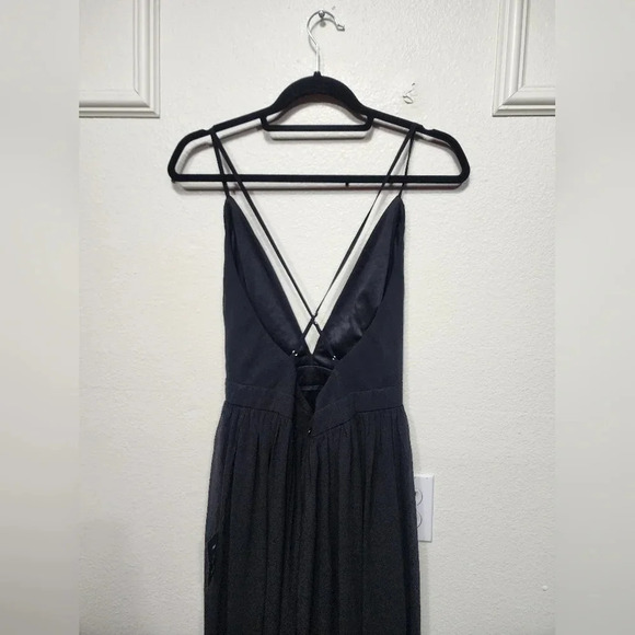 Lulu's Ballroom Bliss Black Pleated Maxi Dress Wedding Party Guest Bridesmaid - Picture 10 of 12